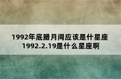 1992年底腊月间应该是什星座 1992.2.19是什么星座啊